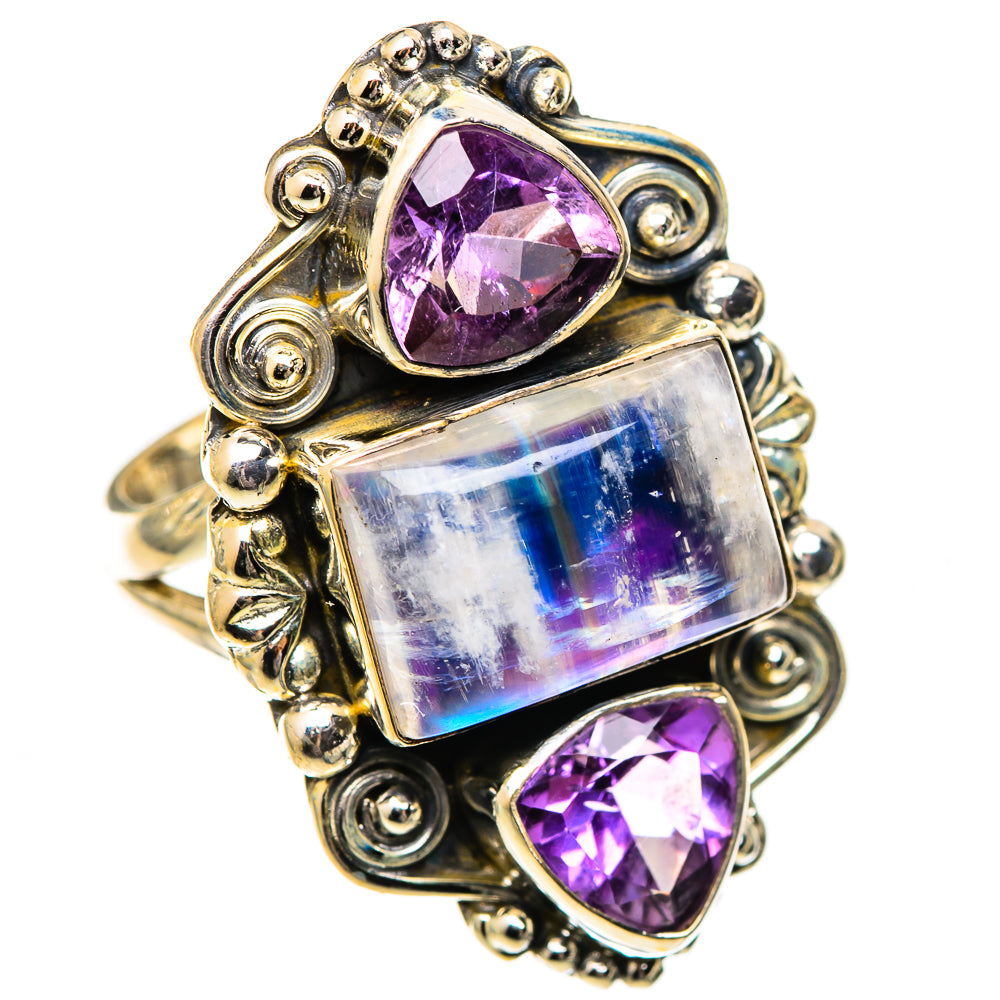 Rainbow Moonstone Rings handcrafted by Ana Silver Co - RING125520 - Photo 2