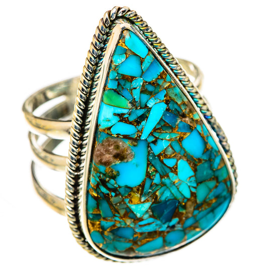 Blue Copper Composite Turquoise Rings handcrafted by Ana Silver Co - RING125534 - Photo 2