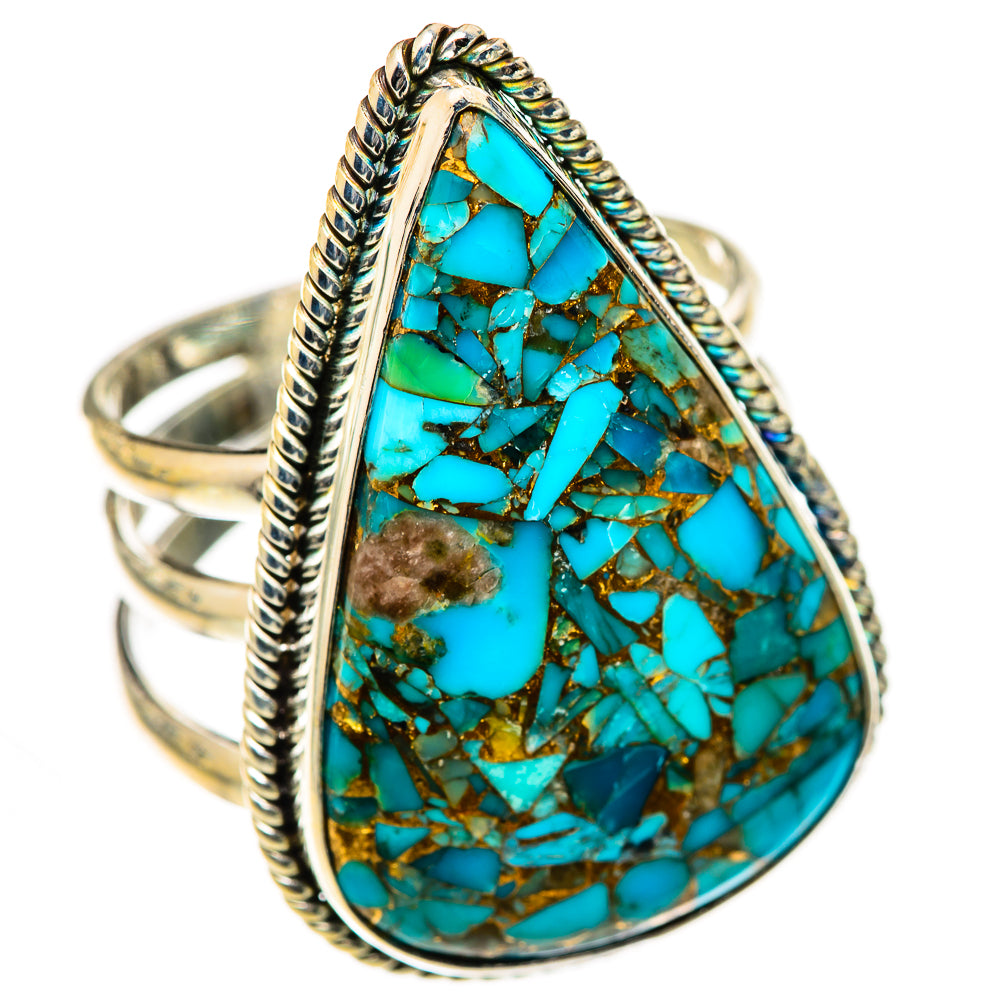 Blue Copper Composite Turquoise Rings handcrafted by Ana Silver Co - RING125534 - Photo 2