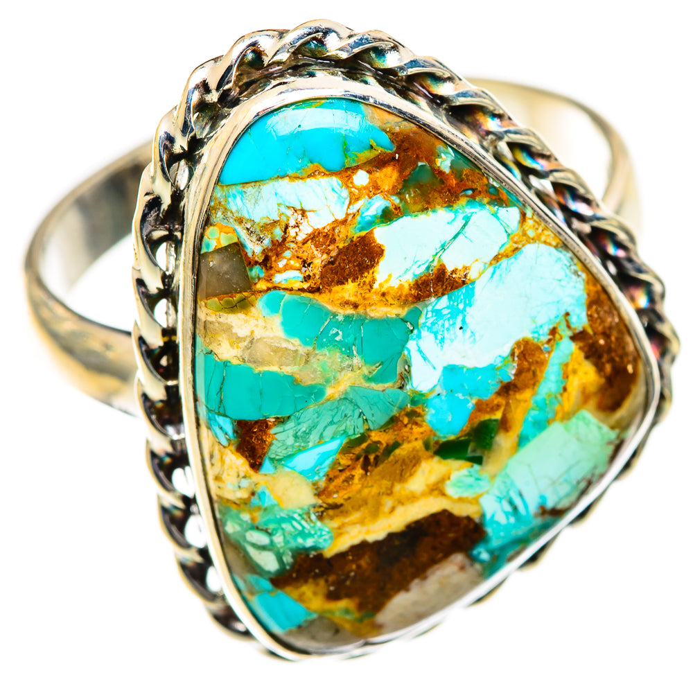 Blue Copper Composite Turquoise Rings handcrafted by Ana Silver Co - RING125550 - Photo 2