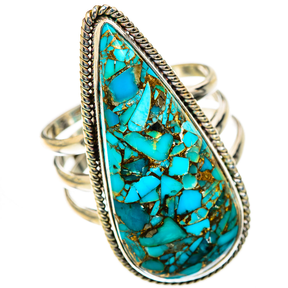 Blue Copper Composite Turquoise Rings handcrafted by Ana Silver Co - RING125551 - Photo 2