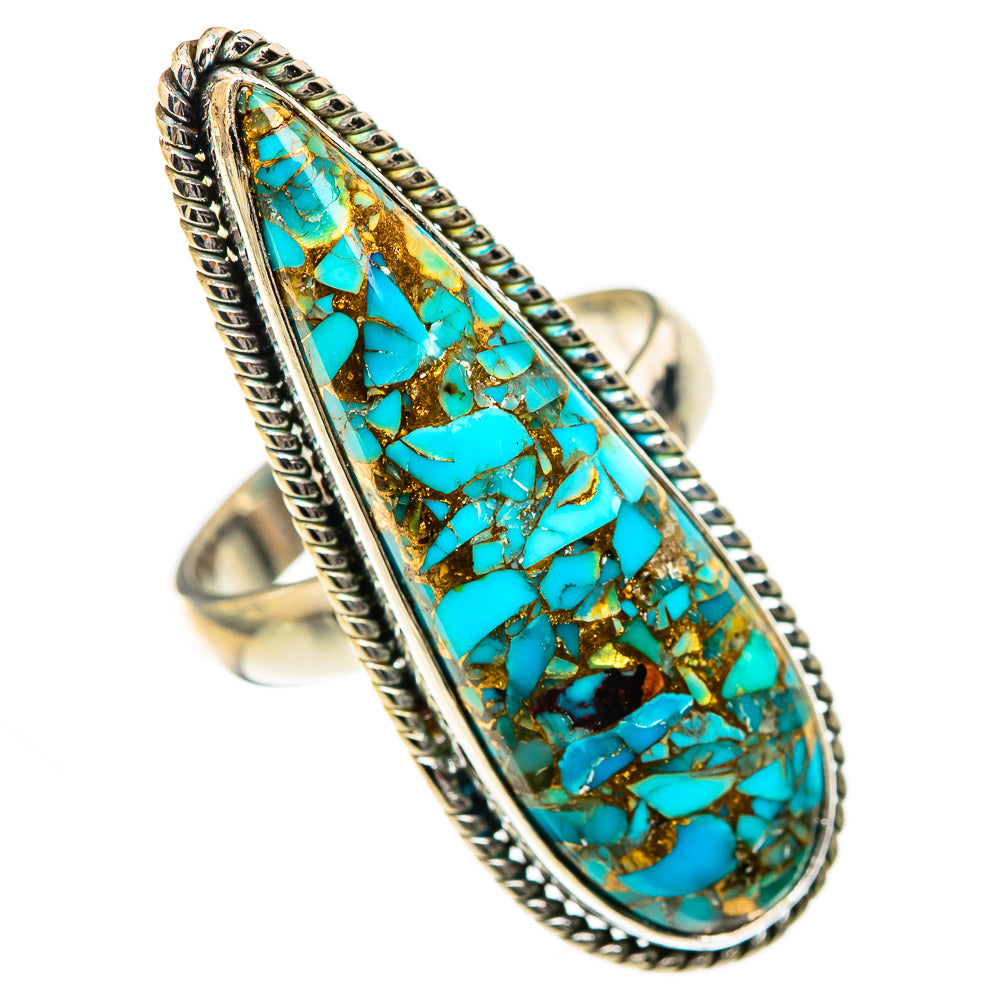 Blue Copper Composite Turquoise Rings handcrafted by Ana Silver Co - RING125562 - Photo 2