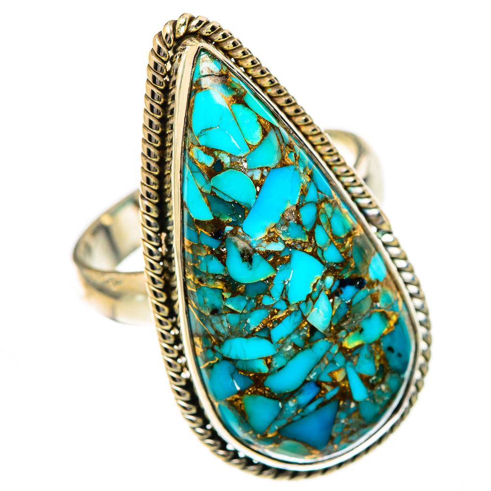 Blue Copper Composite Turquoise Rings handcrafted by Ana Silver Co - RING125576 - Photo 2
