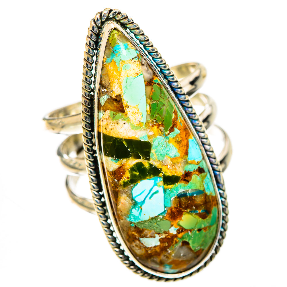 Blue Copper Composite Turquoise Rings handcrafted by Ana Silver Co - RING125588 - Photo 2