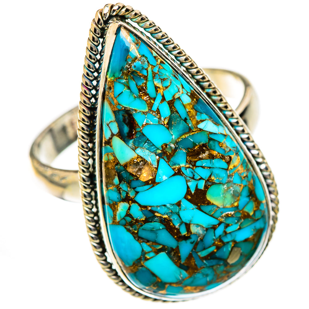 Blue Copper Composite Turquoise Rings handcrafted by Ana Silver Co - RING125589 - Photo 2