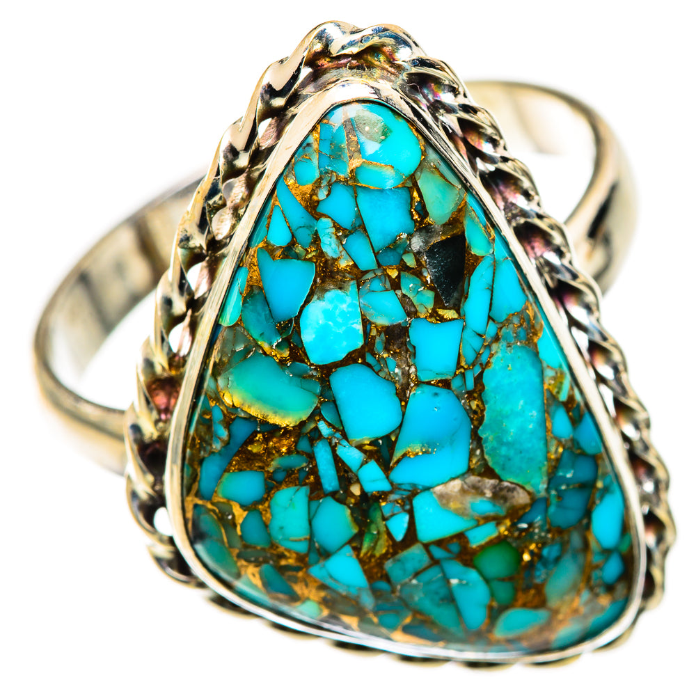 Blue Copper Composite Turquoise Rings handcrafted by Ana Silver Co - RING125613 - Photo 2