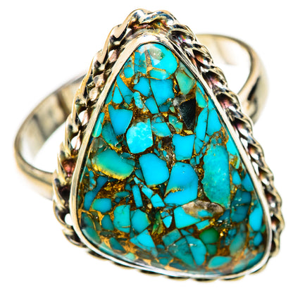 Blue Copper Composite Turquoise Rings handcrafted by Ana Silver Co - RING125613 - Photo 2