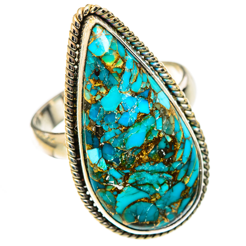 Blue Copper Composite Turquoise Rings handcrafted by Ana Silver Co - RING125642 - Photo 2