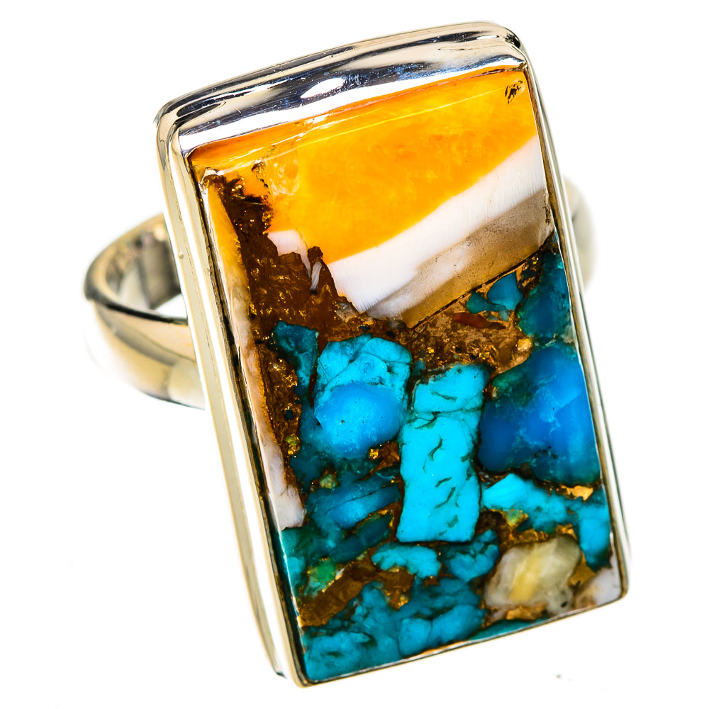 Blue Copper Composite Turquoise Rings handcrafted by Ana Silver Co - RING125784 - Photo 2