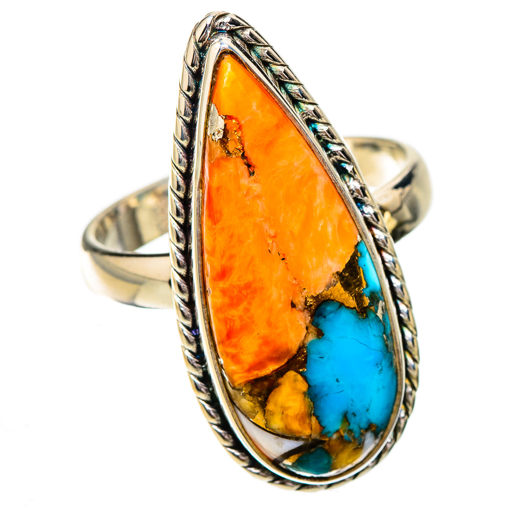 Spiny Oyster Turquoise Rings handcrafted by Ana Silver Co - RING125787 - Photo 2