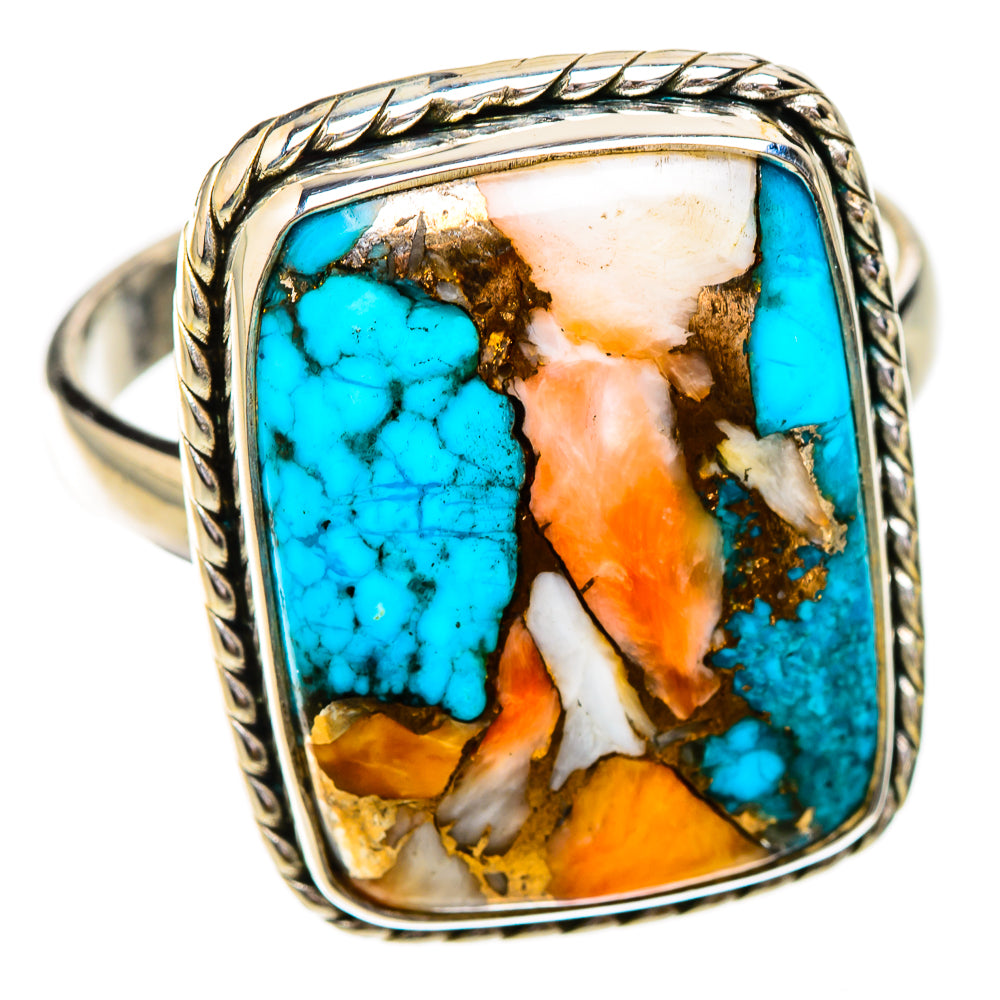 Spiny Oyster Turquoise Rings handcrafted by Ana Silver Co - RING125813 - Photo 2
