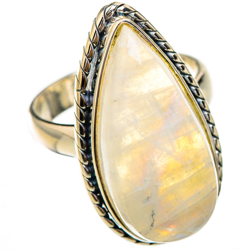 Rainbow Moonstone Rings handcrafted by Ana Silver Co - RING125864 - Photo 2
