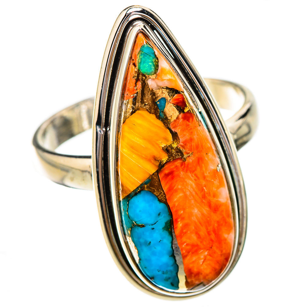 Spiny Oyster Turquoise Rings handcrafted by Ana Silver Co - RING125890 - Photo 2