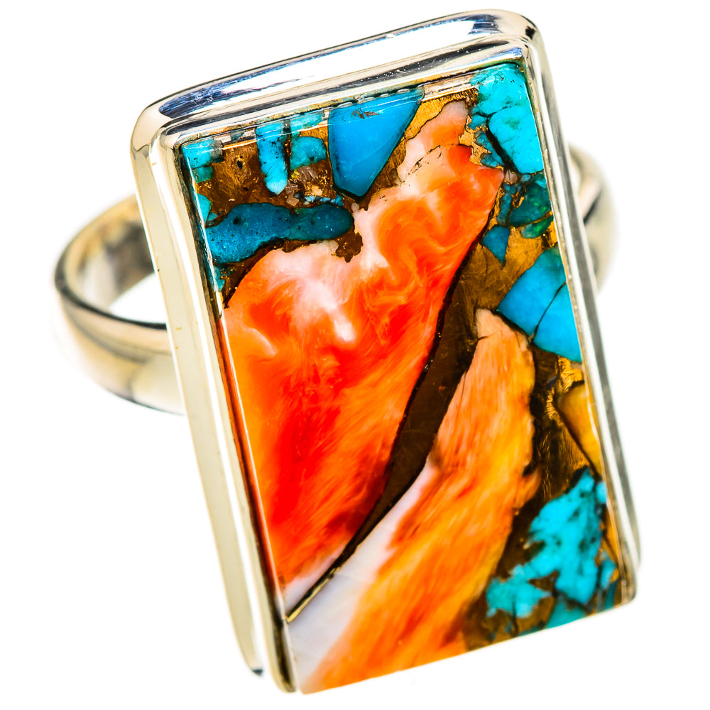 Spiny Oyster Turquoise Rings handcrafted by Ana Silver Co - RING125895 - Photo 2