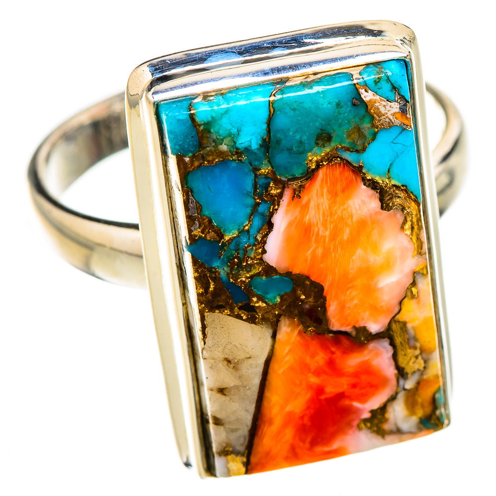 Spiny Oyster Turquoise Rings handcrafted by Ana Silver Co - RING125908 - Photo 2