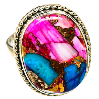 Kingman Pink Dahlia Turquoise Rings handcrafted by Ana Silver Co - RING125909 - Photo 2
