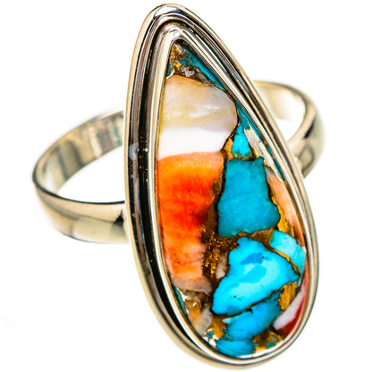 Spiny Oyster Turquoise Rings handcrafted by Ana Silver Co - RING125912 - Photo 2