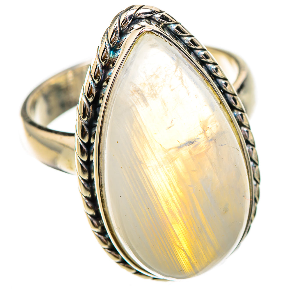 Rainbow Moonstone Rings handcrafted by Ana Silver Co - RING125927 - Photo 2