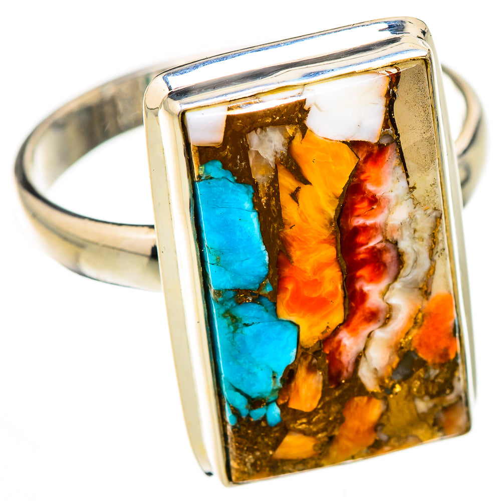 Spiny Oyster Turquoise Rings handcrafted by Ana Silver Co - RING125937 - Photo 2