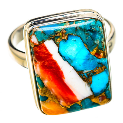 Spiny Oyster Turquoise Rings handcrafted by Ana Silver Co - RING125987 - Photo 2