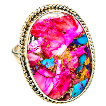 Kingman Pink Dahlia Turquoise Rings handcrafted by Ana Silver Co - RING126020 - Photo 2