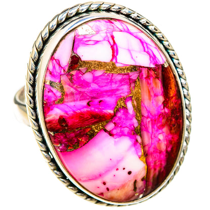Kingman Pink Dahlia Turquoise Rings handcrafted by Ana Silver Co - RING126037 - Photo 2