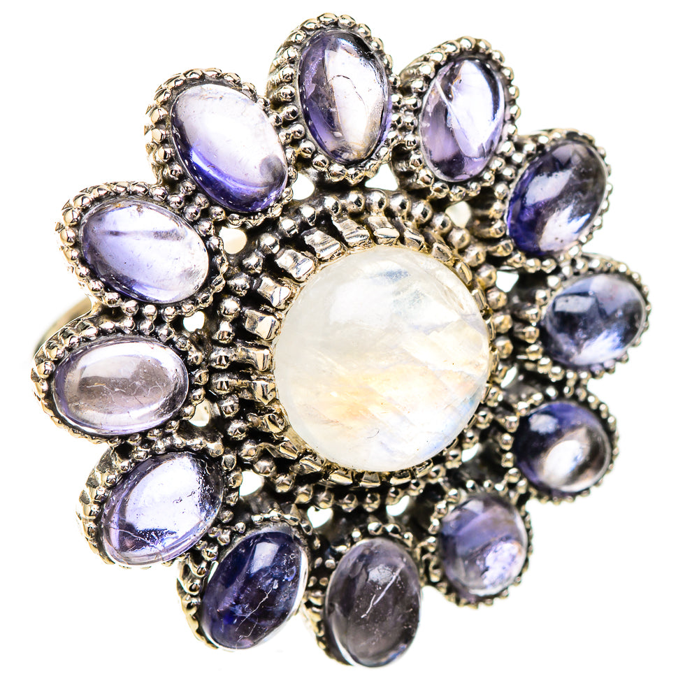 Rainbow Moonstone Rings handcrafted by Ana Silver Co - RING126064 - Photo 2