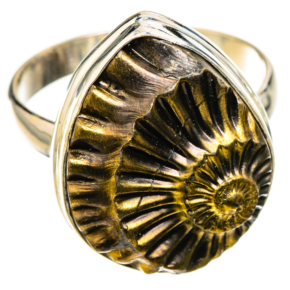 Pyrite Sea Shell Rings handcrafted by Ana Silver Co - RING126087 - Photo 2