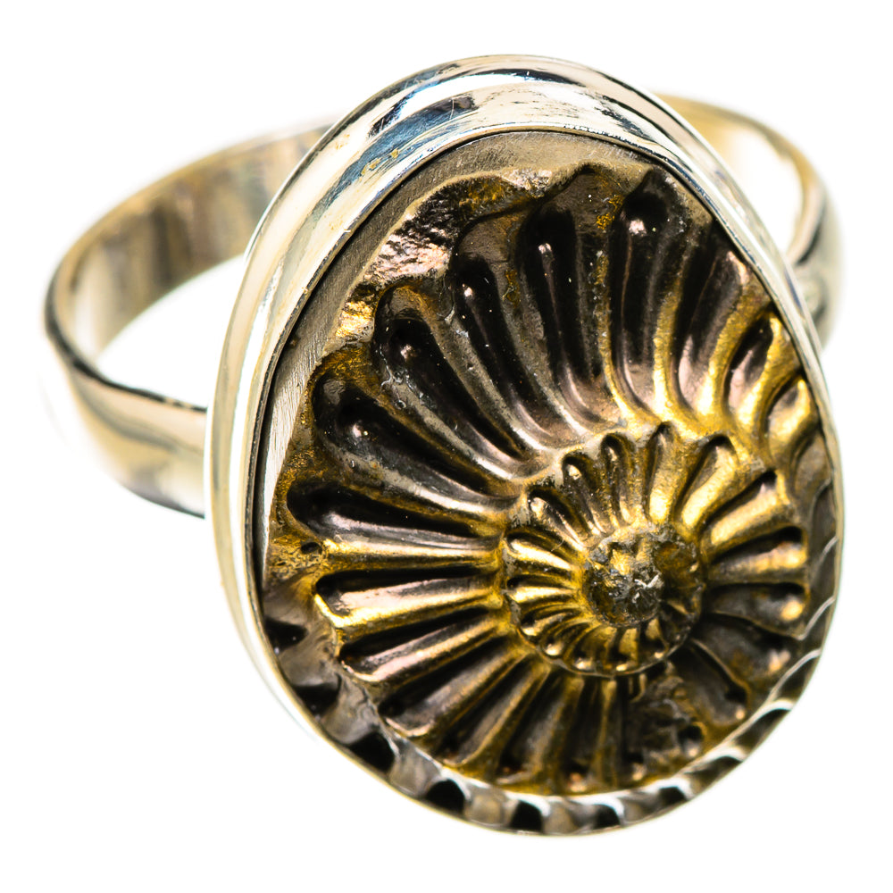 Pyrite Sea Shell Rings handcrafted by Ana Silver Co - RING126103 - Photo 2