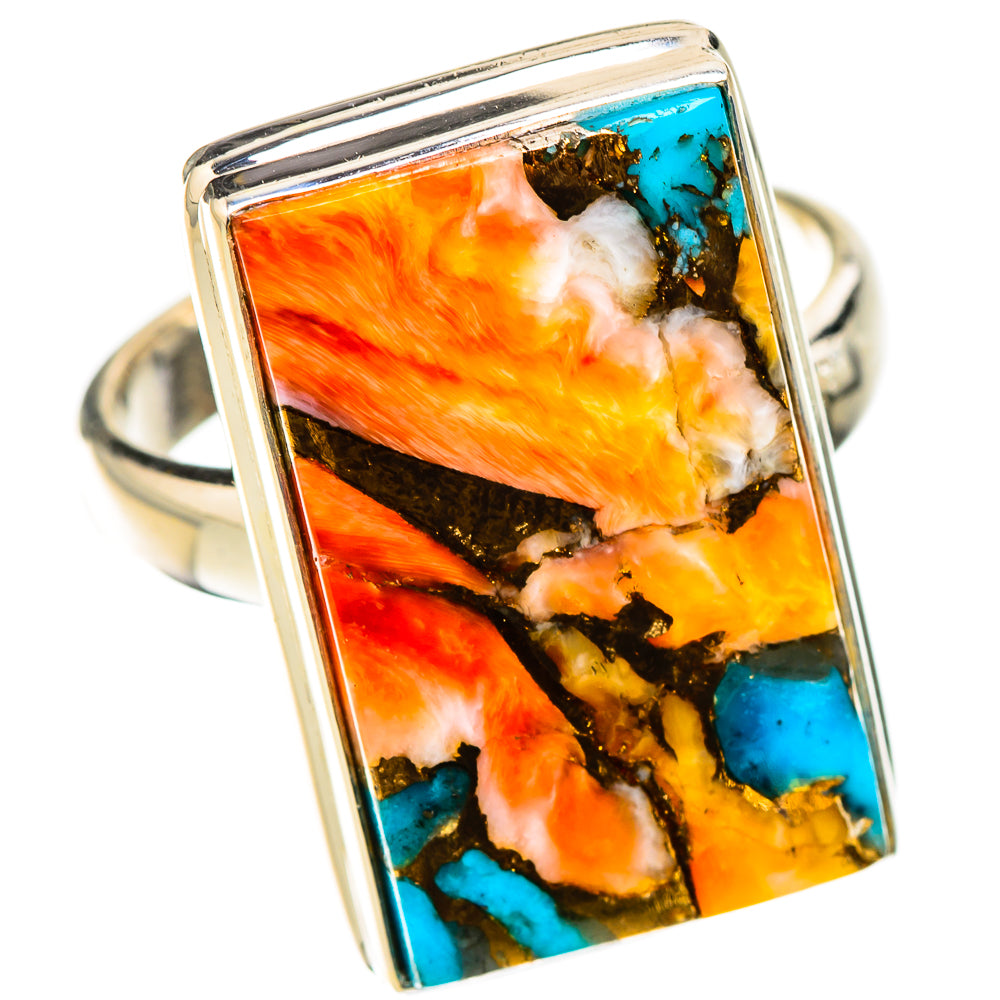 Spiny Oyster Turquoise Rings handcrafted by Ana Silver Co - RING126106 - Photo 2