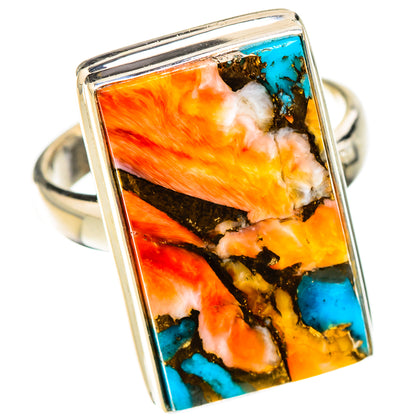 Spiny Oyster Turquoise Rings handcrafted by Ana Silver Co - RING126106 - Photo 2