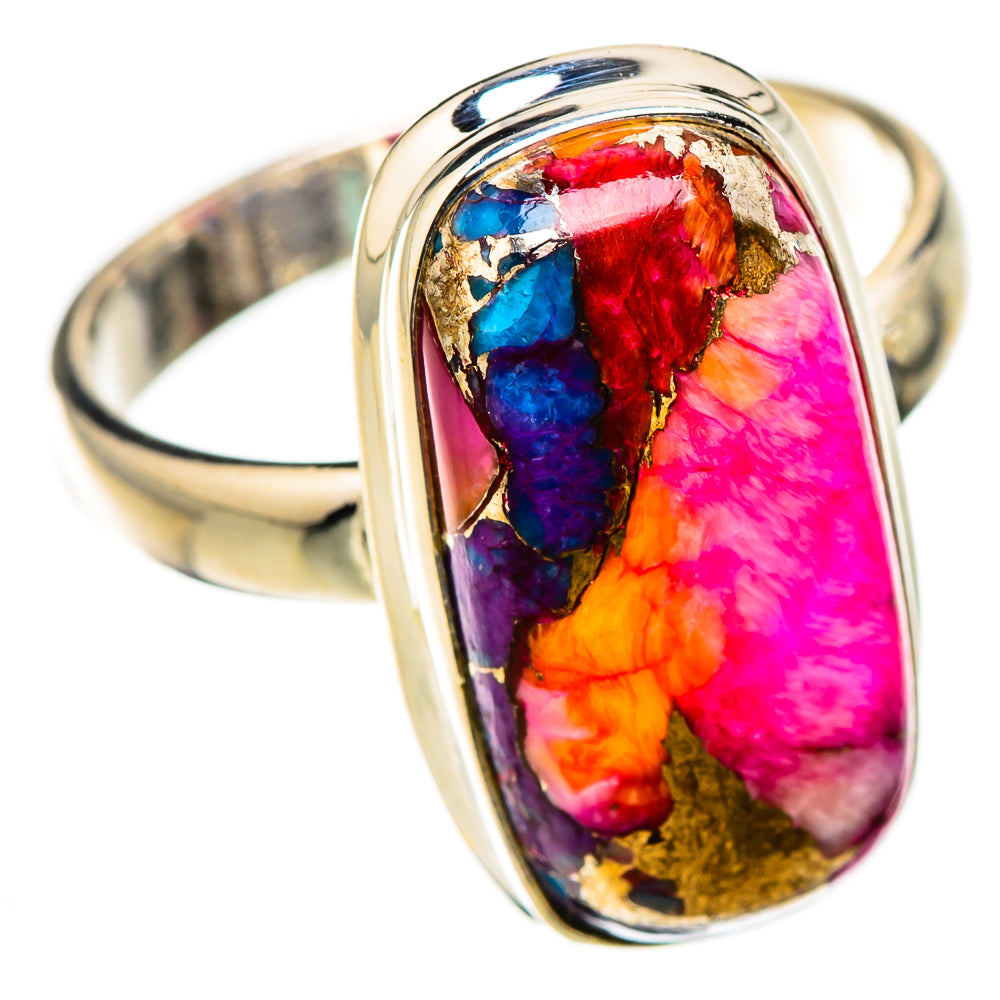 Kingman Pink Dahlia Turquoise Rings handcrafted by Ana Silver Co - RING126140 - Photo 2