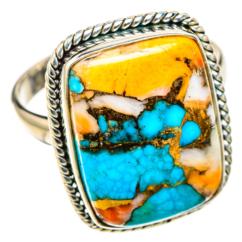 Spiny Oyster Turquoise Rings handcrafted by Ana Silver Co - RING126159 - Photo 2