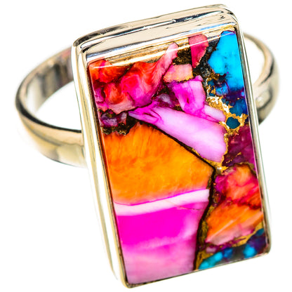 Kingman Pink Dahlia Turquoise Rings handcrafted by Ana Silver Co - RING126176 - Photo 2