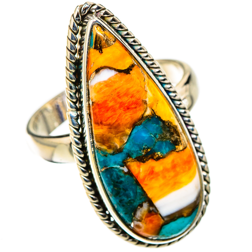 Spiny Oyster Turquoise Rings handcrafted by Ana Silver Co - RING126177 - Photo 2
