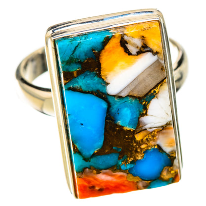 Spiny Oyster Turquoise Rings handcrafted by Ana Silver Co - RING126192 - Photo 2