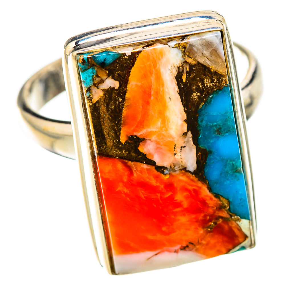 Spiny Oyster Turquoise Rings handcrafted by Ana Silver Co - RING126212 - Photo 2