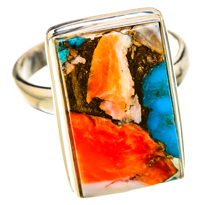 Spiny Oyster Turquoise Rings handcrafted by Ana Silver Co - RING126212 - Photo 2