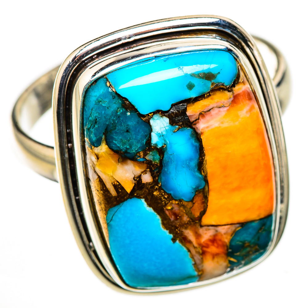 Spiny Oyster Turquoise Rings handcrafted by Ana Silver Co - RING126228 - Photo 2