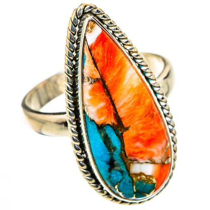 Spiny Oyster Turquoise Rings handcrafted by Ana Silver Co - RING126245 - Photo 2
