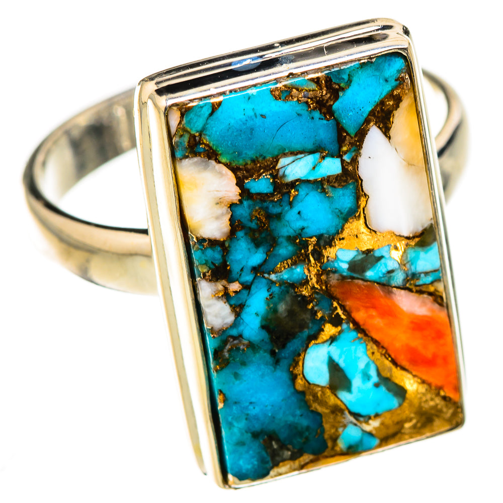 Spiny Oyster Turquoise Rings handcrafted by Ana Silver Co - RING126246 - Photo 2