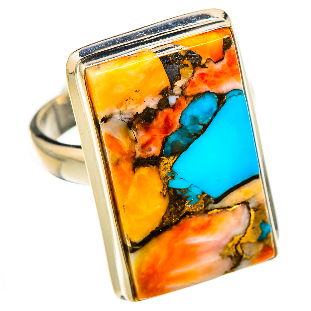 Spiny Oyster Turquoise Rings handcrafted by Ana Silver Co - RING126261 - Photo 2