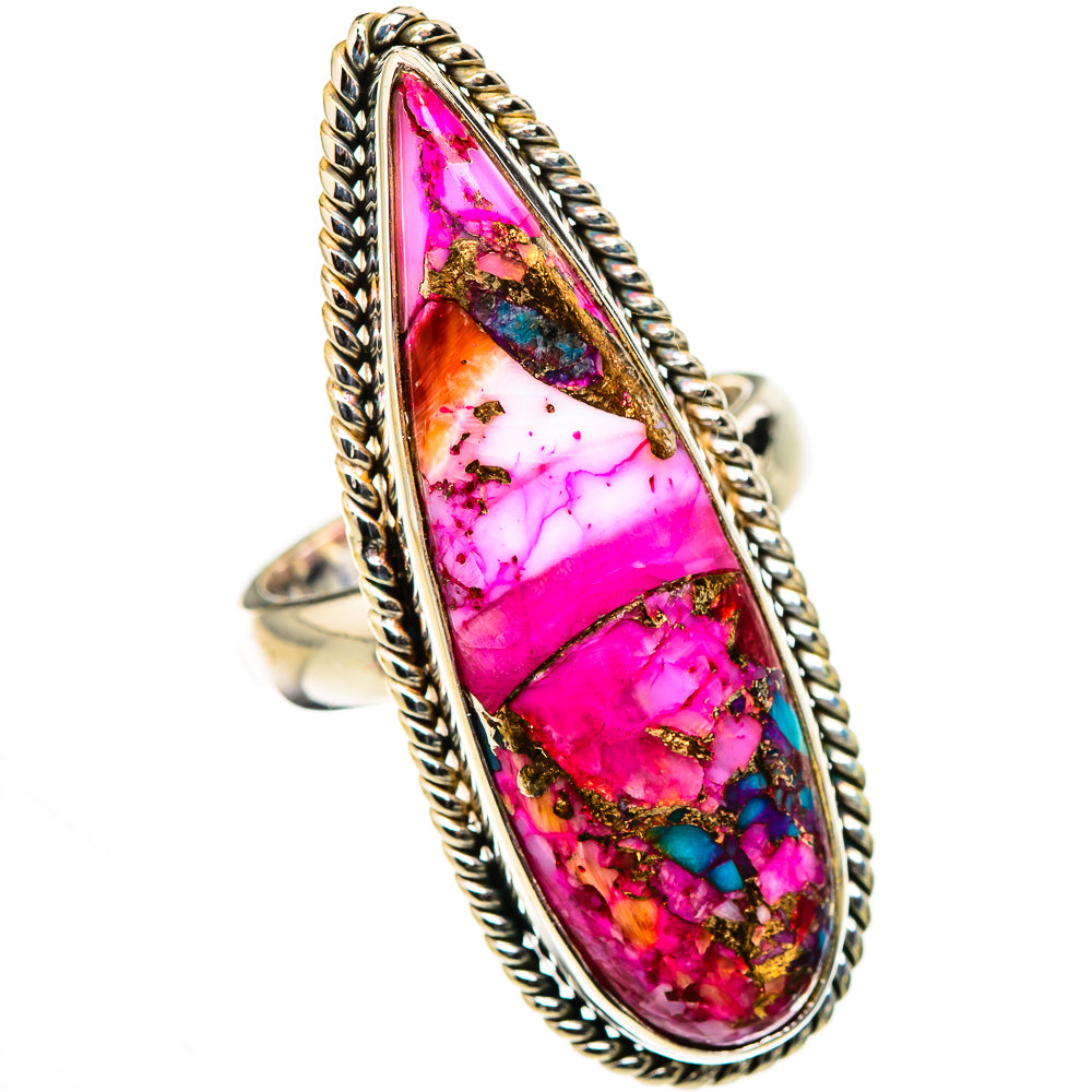 Kingman Pink Dahlia Turquoise Rings handcrafted by Ana Silver Co - RING126333 - Photo 2