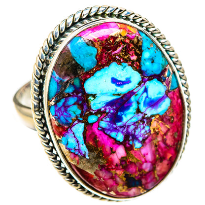 Kingman Pink Dahlia Turquoise Rings handcrafted by Ana Silver Co - RING126336 - Photo 2