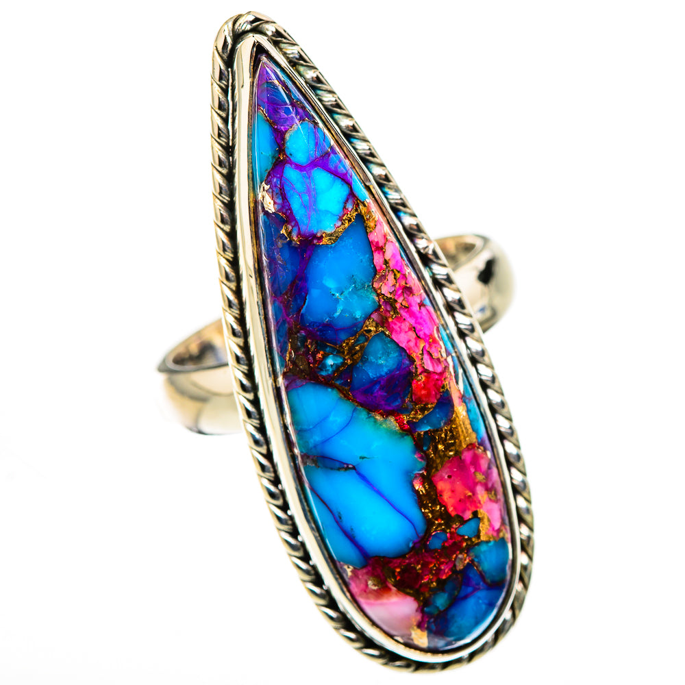Kingman Pink Dahlia Turquoise Rings handcrafted by Ana Silver Co - RING126354 - Photo 2