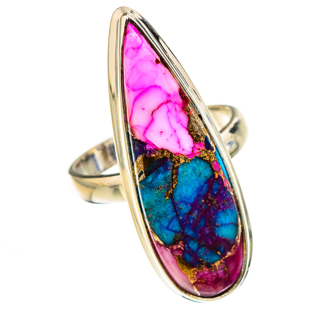 Kingman Pink Dahlia Turquoise Rings handcrafted by Ana Silver Co - RING126358 - Photo 2