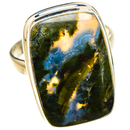 Green Moss Agate Rings handcrafted by Ana Silver Co - RING126364 - Photo 2
