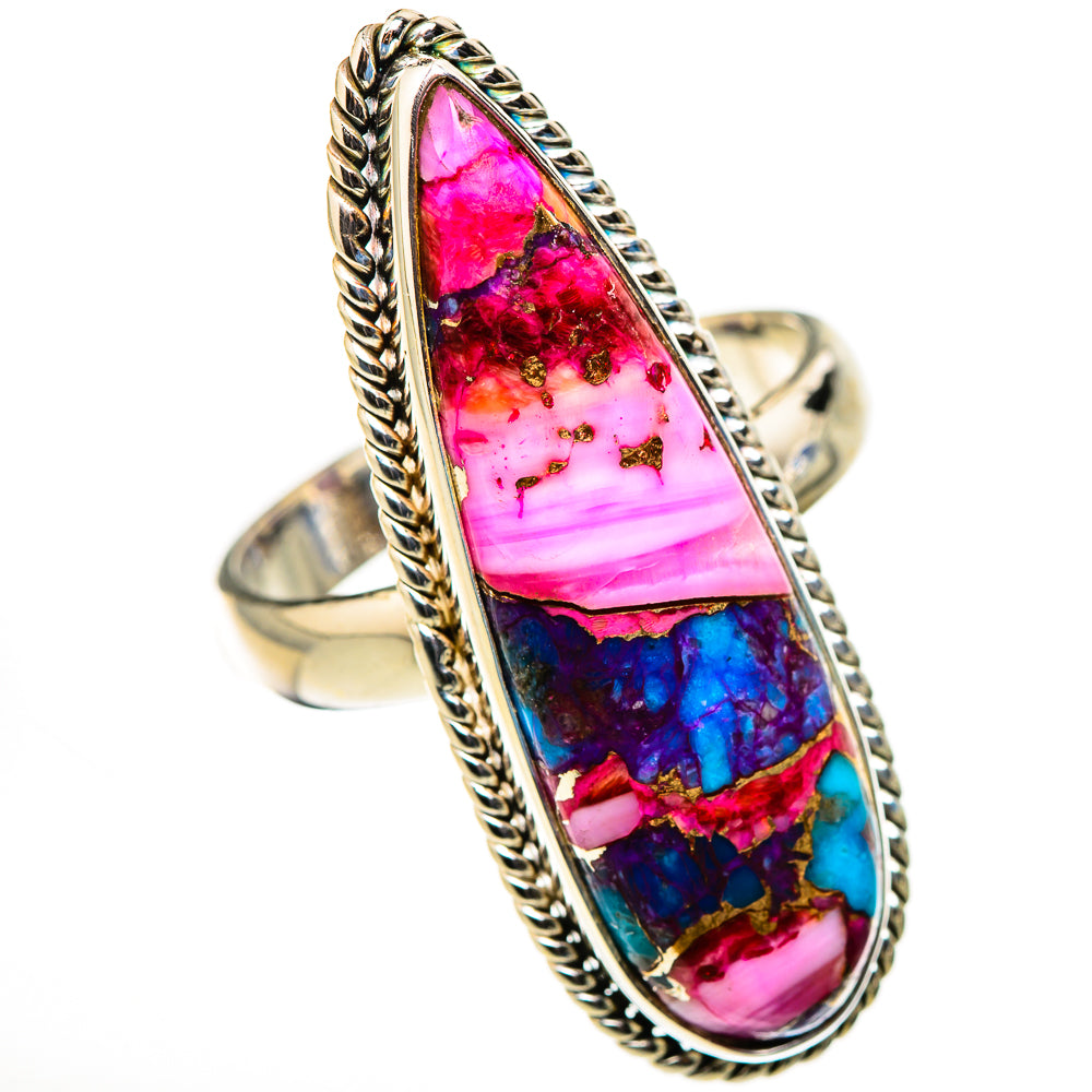 Kingman Pink Dahlia Turquoise Rings handcrafted by Ana Silver Co - RING126378 - Photo 2