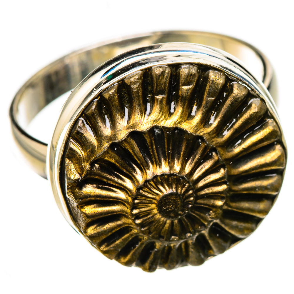 Pyrite Sea Shell Rings handcrafted by Ana Silver Co - RING126392 - Photo 2