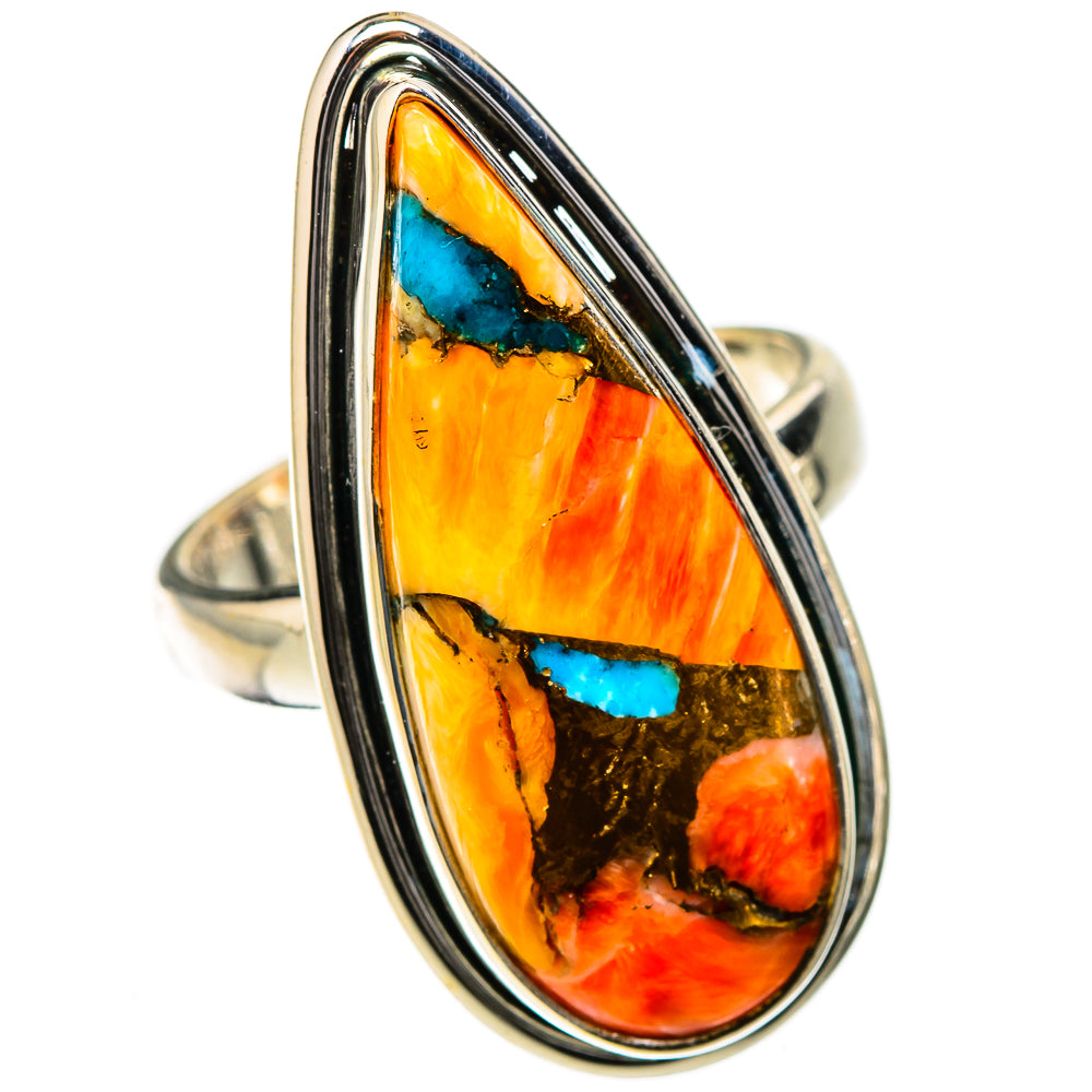 Spiny Oyster Turquoise Rings handcrafted by Ana Silver Co - RING126396 - Photo 2